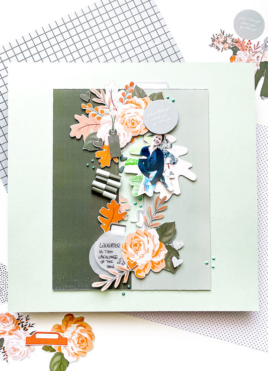 "Laughter" Hybrid Scrapbook Layout | Kerstin Scheidler