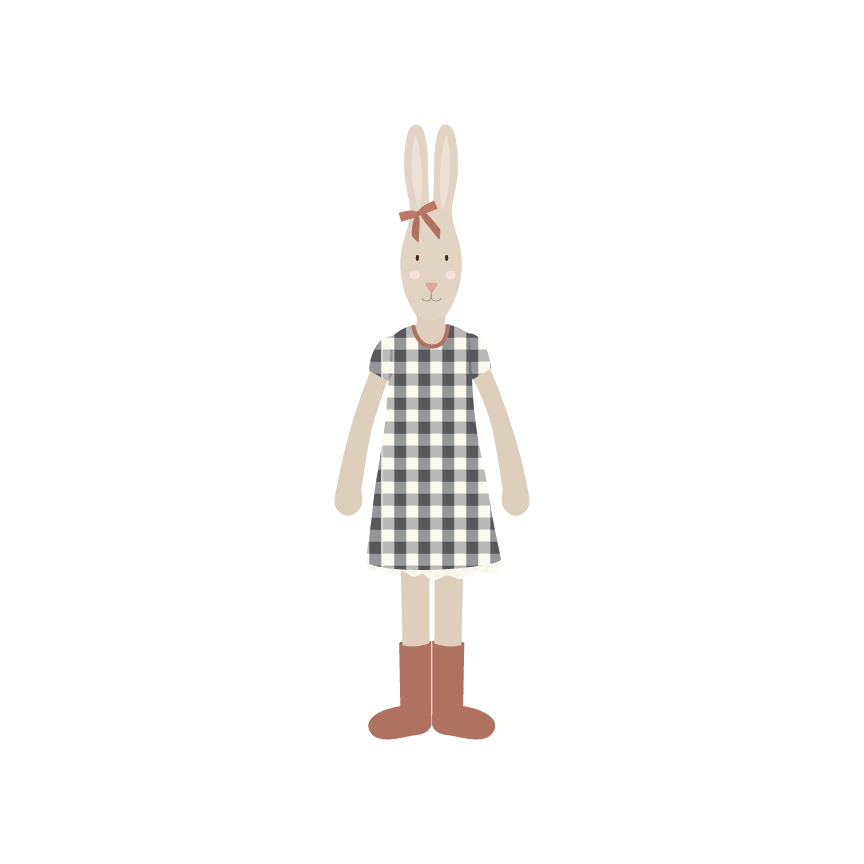 Bow Bunny in gingham dress | Printable