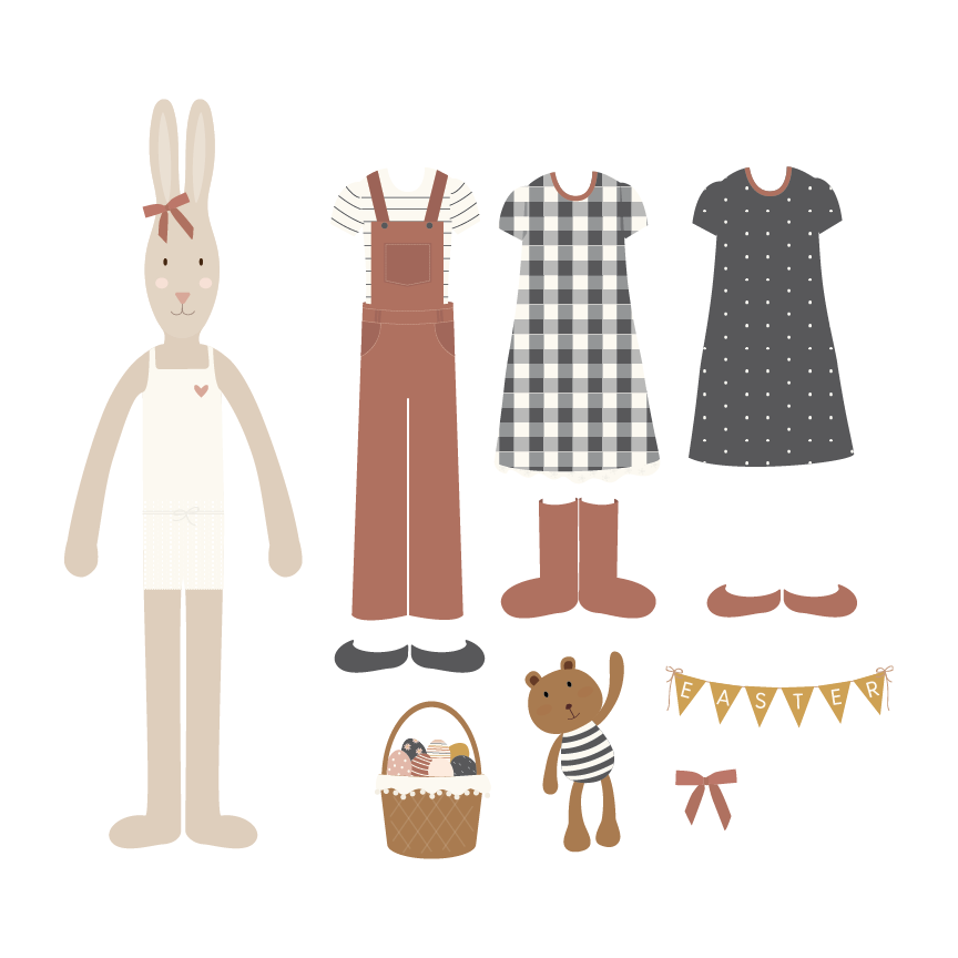 Gingham girls shop paper dolls