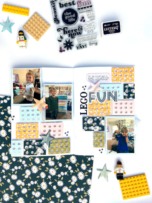 “Lego Fun” A5 Notebook Spread | Lydia Cost