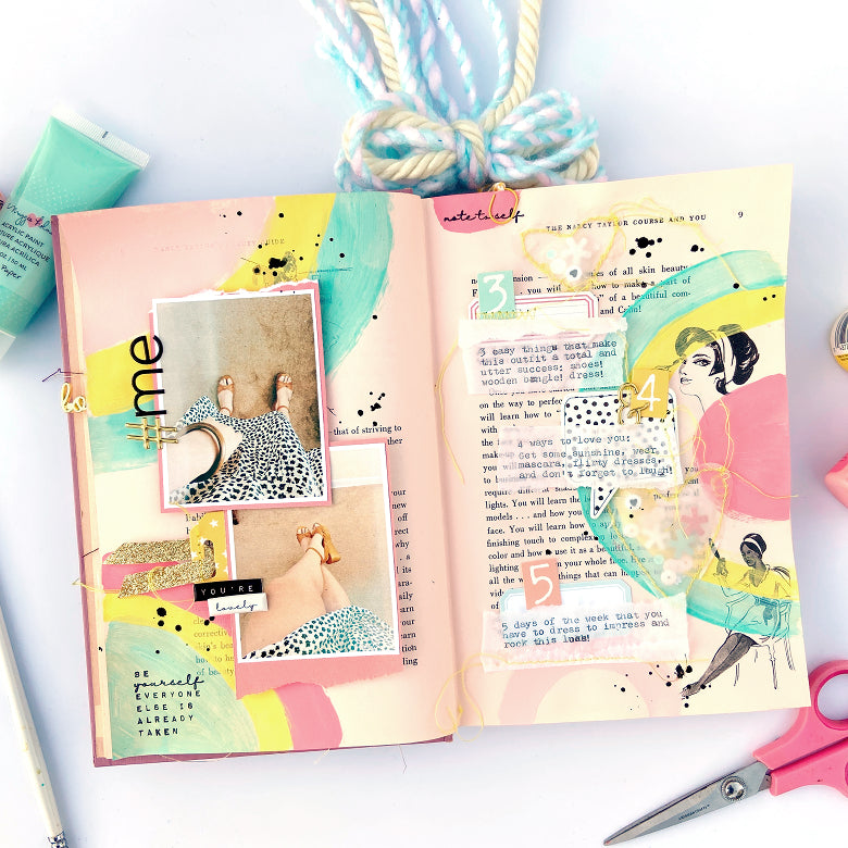 "#Me" Altered Book Spread │ Mix-It Monday │ Lydia Cost