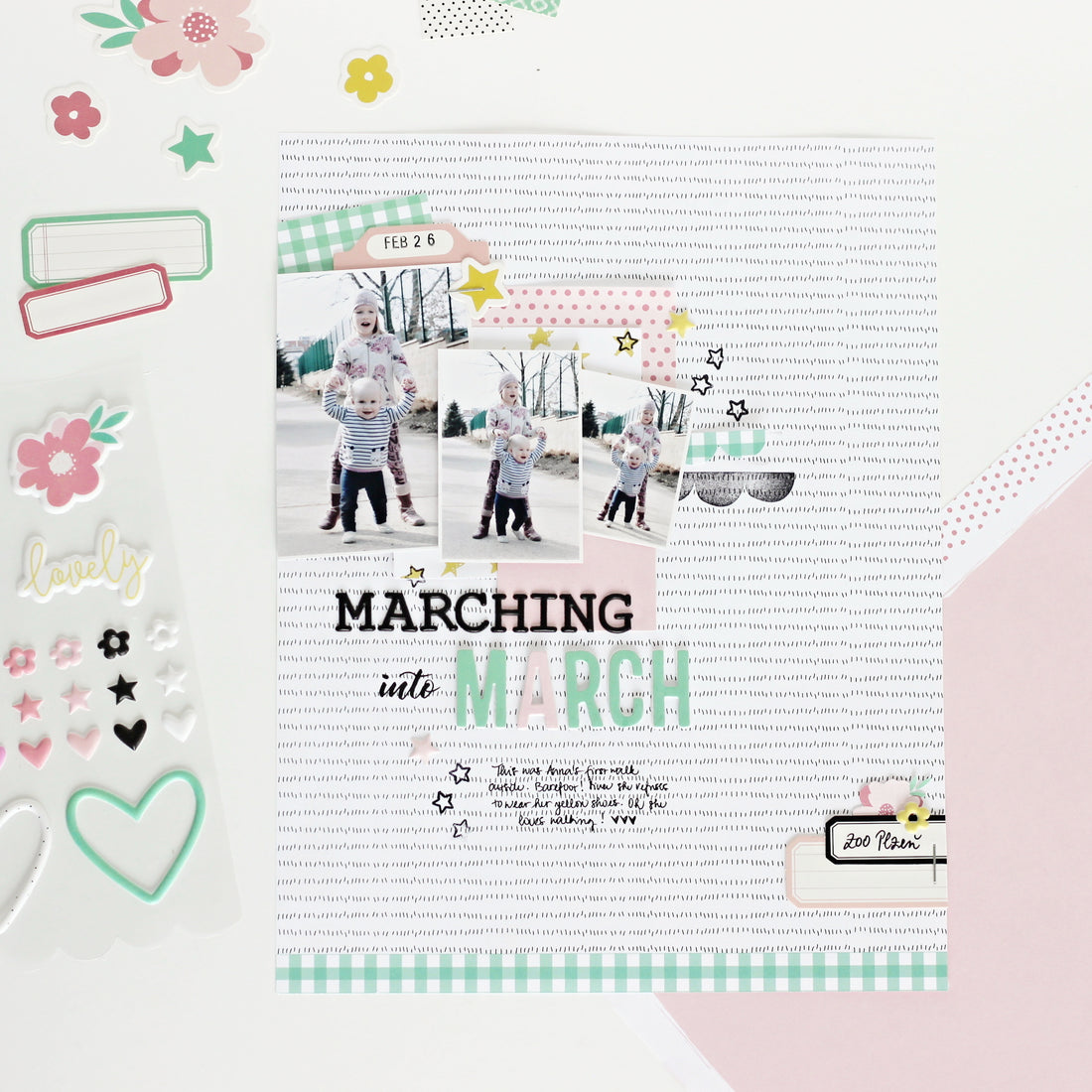 "Marching into March" Layout | Jana Bennett
