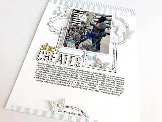 She Creates Scrapbook Layout + Sketch | Victoria Calvin