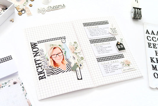 “Right Now” A5 Notebook Spread feat. Krystal Sticky Notes | Sheree Forcier