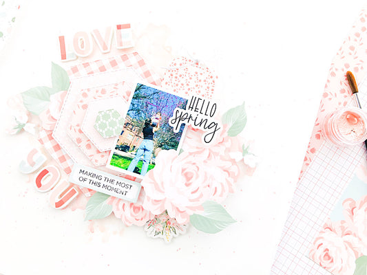 "Hello Spring" Scrapbook Layout | Karlla Dauer