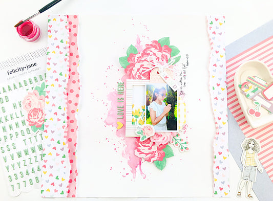 "Love Is Here" Scrapbook Layout | Karlla Dauer