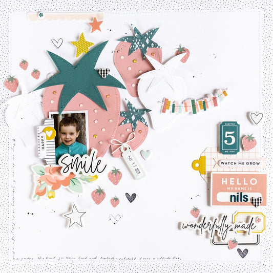 Scrapbook Layout with Handmade Strawberries | Ulrike Dold