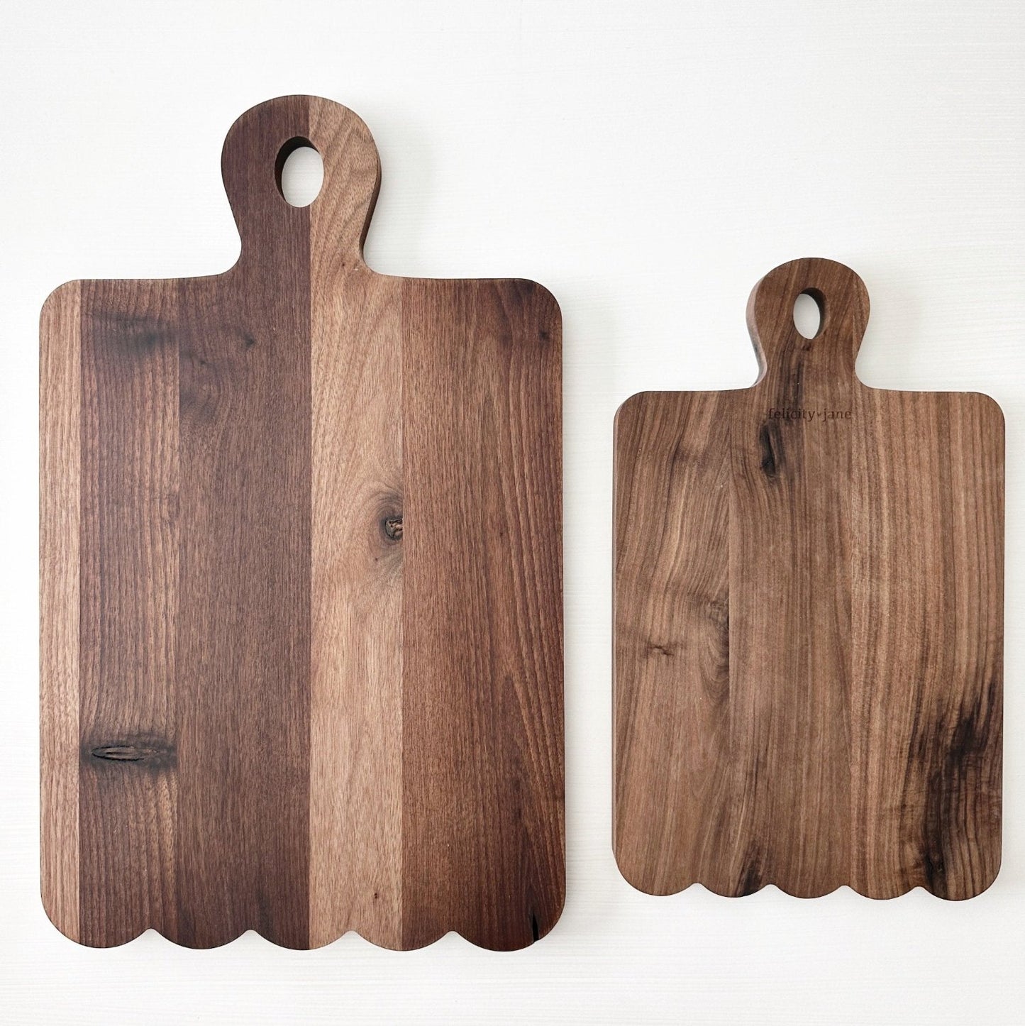 Heirloom Scalloped Wooden Serving Board - rustic walnut