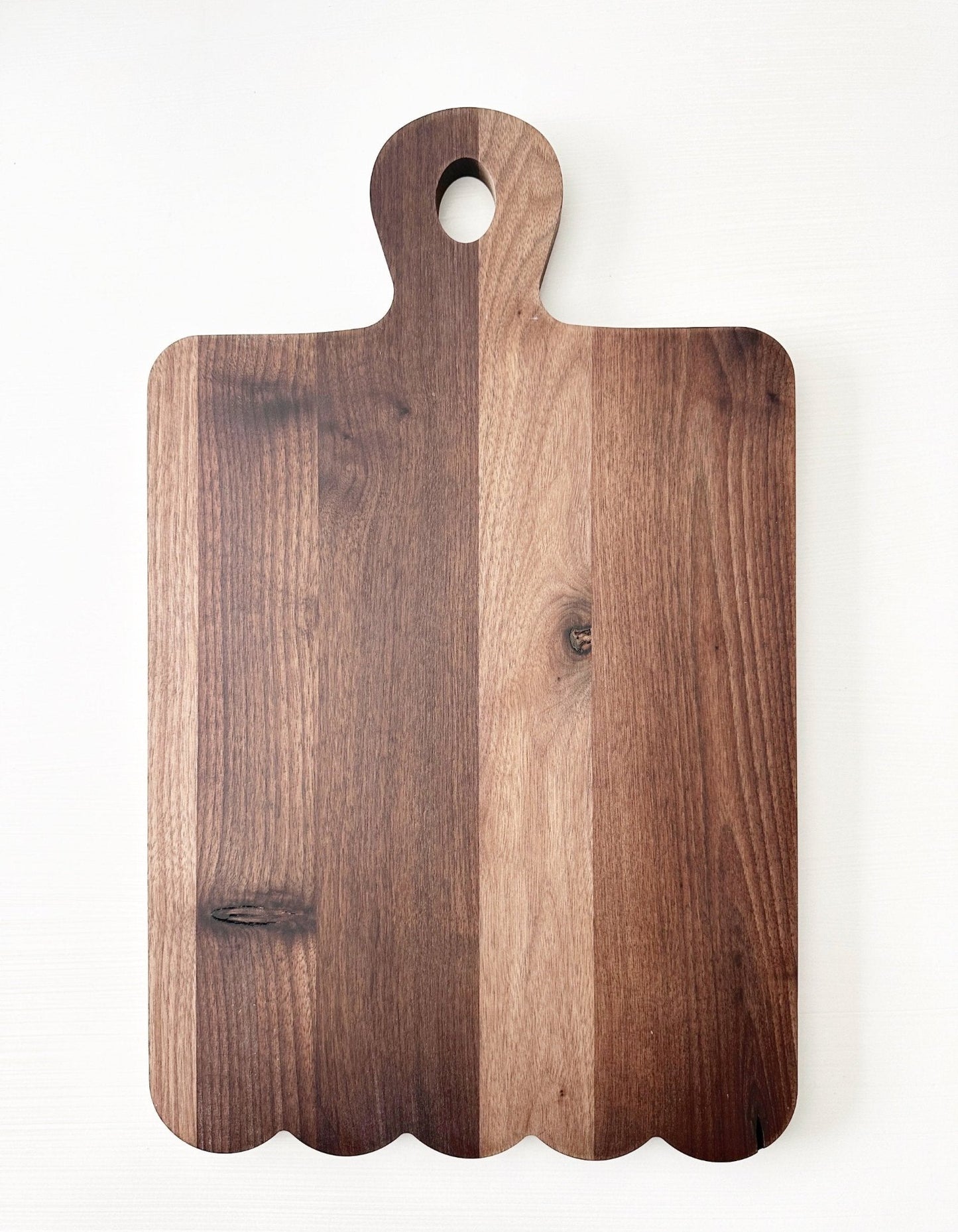 Heirloom Scalloped Wooden Serving Board - rustic walnut