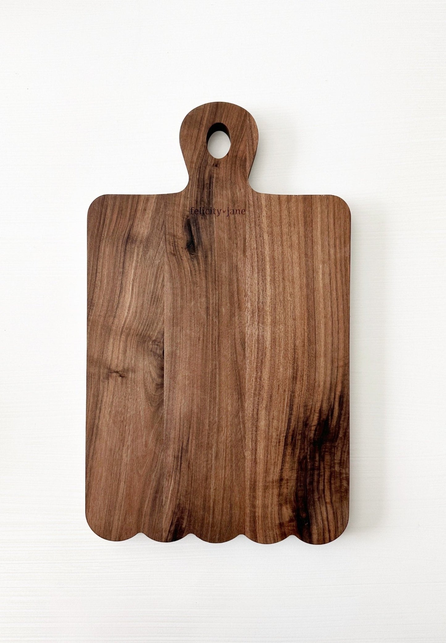 Heirloom Scalloped Wooden Serving Board - rustic walnut