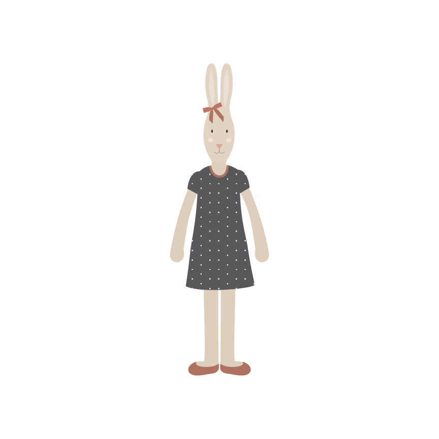 Bow Bunny in polkadot dress | Printable