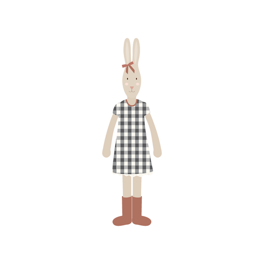 Bow Bunny in gingham dress | Printable