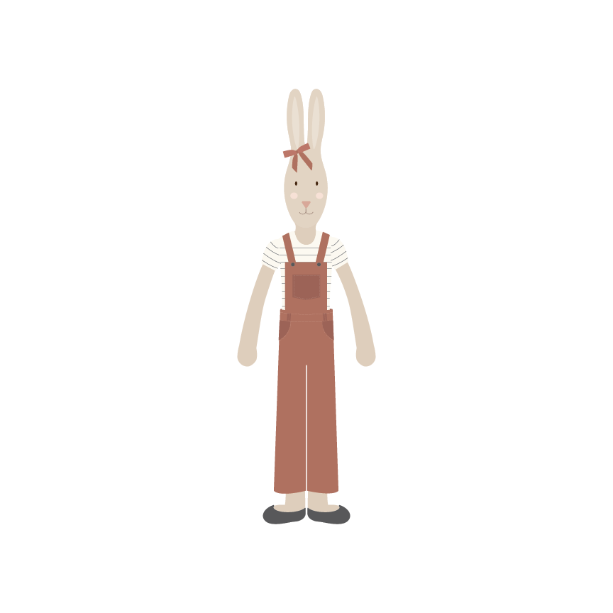 Bow Bunny in overalls | Printable