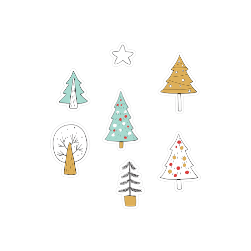 printable cut file | doodle Christmas trees