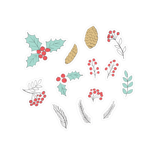printable cut file | doodle holly & pine